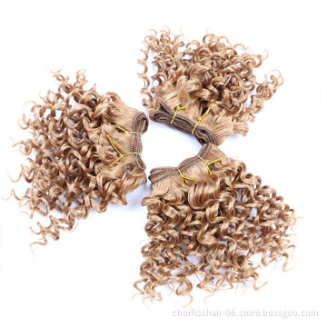 Wholesale Pure Dark Blonde Weave 105g/lot 3pcs/lot Afro Kinky Curly Hair Weaving Synthetic Hair Bundles Extensions Hair Weft